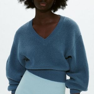 Zara V-neck cotton blend sweater